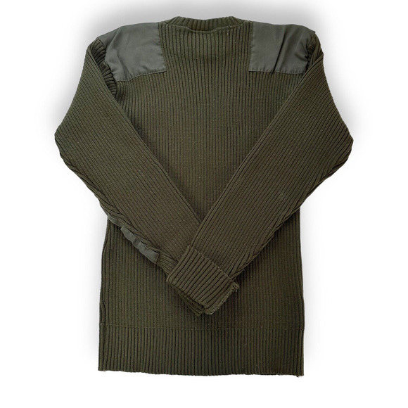 Commando Sweater Green Vintage Patches Ribbed Military Grunge Mens S Utilitarian - Picture 10 of 11
